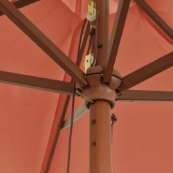 Parasol de jardin avec mât en bois terre cuite 299x240 cm 