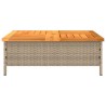 Table de jardin beige 70x70x25 cm résine tressée et bois acacia 