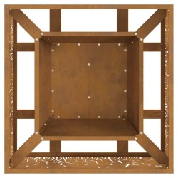 brasero carré 60x60x30 cm en acier patiné 