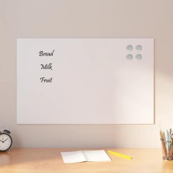 Tableau noir magnétique mural Blanc 80x50 cm Verre trempé 