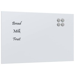 Tableau noir magnétique mural Blanc 80x50 cm Verre trempé 