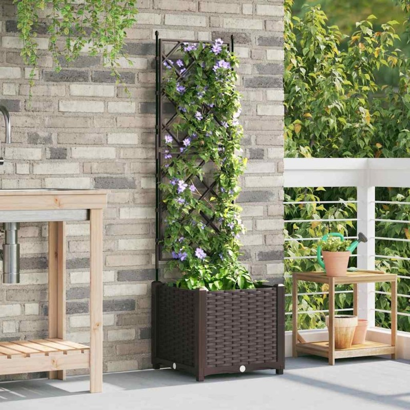 Jardinière avec Treillis Marron 40x40x143 cm 