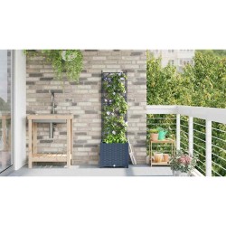 Jardinière de jardin avec treillis gris 40x40x143 cm 