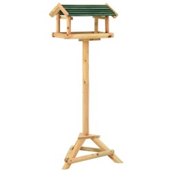 Mangeoire à oiseaux et support 37x28x100cm Bois de sapin massif 