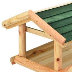 Mangeoire à oiseaux et support 37x28x100cm Bois de sapin massif 