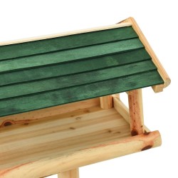 Mangeoire à oiseaux et support 37x28x100cm Bois de sapin massif 