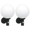 Appliques murales avec capteur 2 pcs Acier inoxydable noir IP44 