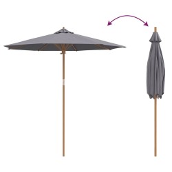 Parasol de jardin gris foncé 240 x 260 cm en bambou 