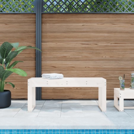 Banc de jardin blanc 110x38x45 cm bois massif de pin 