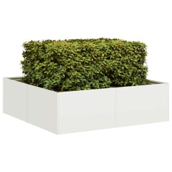 Jardinière blanc 100x100x30 cm acier 