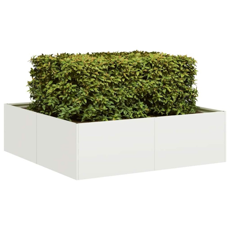 Jardinière blanc 100x100x30 cm acier 