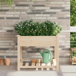 Jardinière avec étagère 90x90x76 cm en bois massif de sapin 