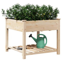 Jardinière avec étagère 90x90x76 cm en bois massif de sapin 