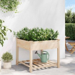 Jardinière avec étagère 90x90x76 cm en bois massif de sapin 