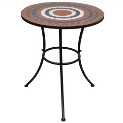 Table de bistro Terre cuite et blanc 60 cm Mosaïque 