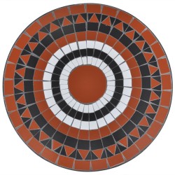 Table de bistro Terre cuite et blanc 60 cm Mosaïque 