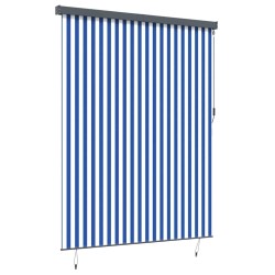 Store Roulant Extérieur Rayé Bleu et blanc 200 x 250 cm tissu 