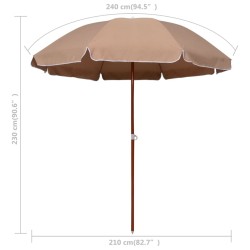 Parasol de jardin avec mât en acier 240 cm taupe 