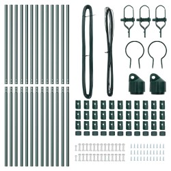 Set de Poteaux de Clôture 13 pcs Vert Ø32mm 160 cm Métal 
