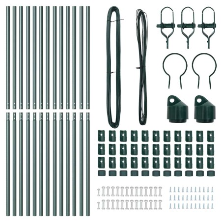 Set de Poteaux de Clôture 13 pcs Vert Ø32mm 160 cm Métal 