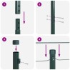 Set de Poteaux de Clôture 13 pcs Vert Ø32mm 160 cm Métal 