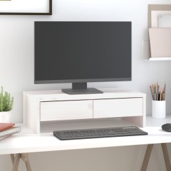 Support de moniteur Blanc 50x27x15 cm Bois de pin solide 