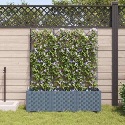 Jardinière de jardin avec treillis 3 pcs gris clair 120x40x143 cm 