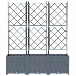 Jardinière de jardin avec treillis 3 pcs gris clair 120x40x143 cm 