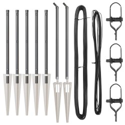 Set de poteaux de clôture 7 pcs Gris Ø32mm 160 cm Acier 