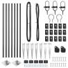 Set de poteaux de clôture 7 pcs Gris Ø32mm 160 cm Acier 