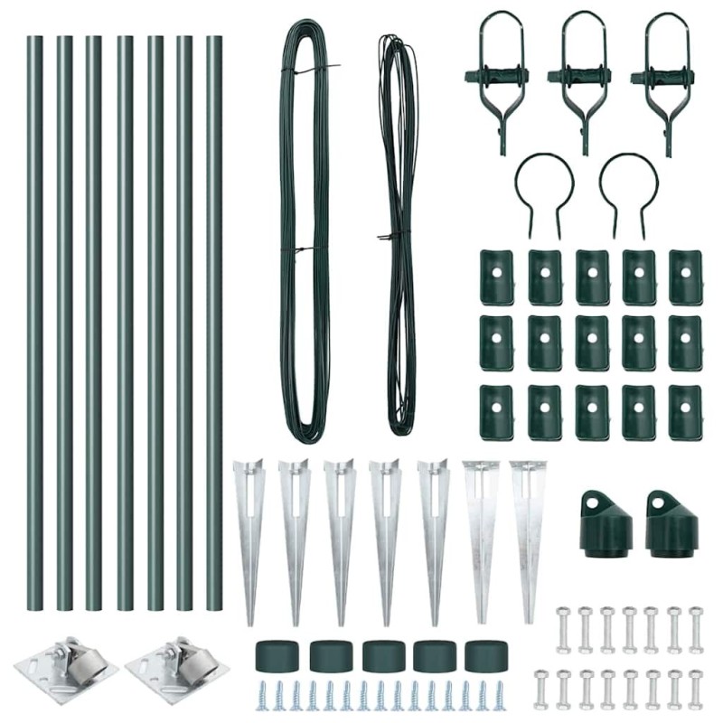 Ensemble de pots de clôture avec pointe 7 pcs Vert Ø32mm 80 cm 