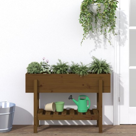 Lit surélevé de jardin marron miel 101x30x69 cm bois pin massif 