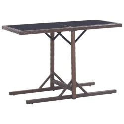 Table de jardin Marron 110x53x72 cm Verre et résine tressée 