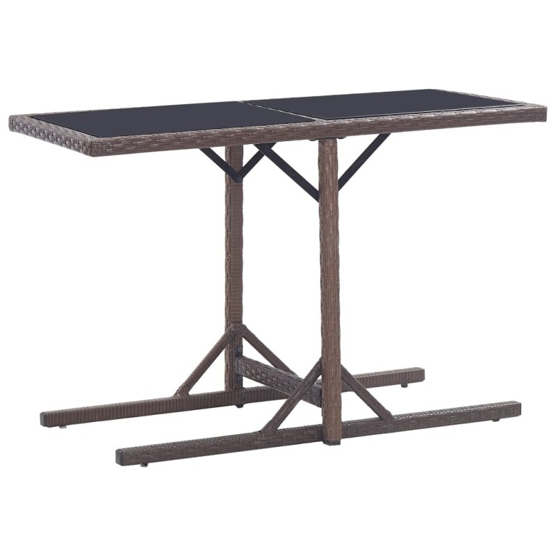 Table de jardin Marron 110x53x72 cm Verre et résine tressée Table de jardin Marron 110x53x72 cm Verre et résine tressée