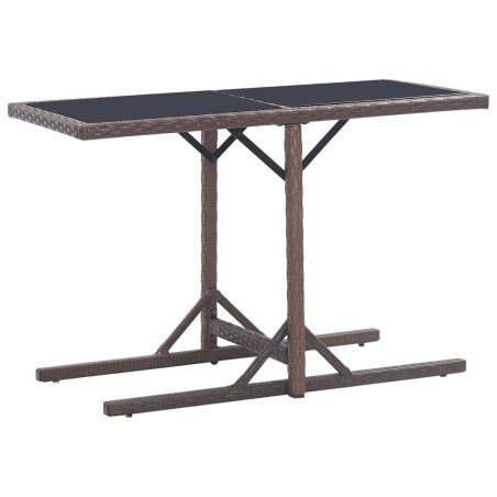 Table de jardin Marron 110x53x72 cm Verre et résine tressée 