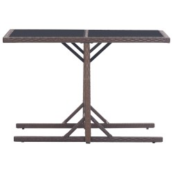 Table de jardin Marron 110x53x72 cm Verre et résine tressée 