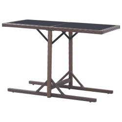 Table de jardin Marron 110x53x72 cm Verre et résine tressée 
