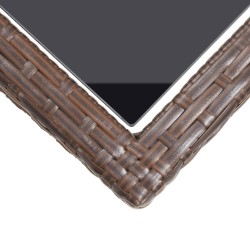 Table de jardin Marron 110x53x72 cm Verre et résine tressée 
