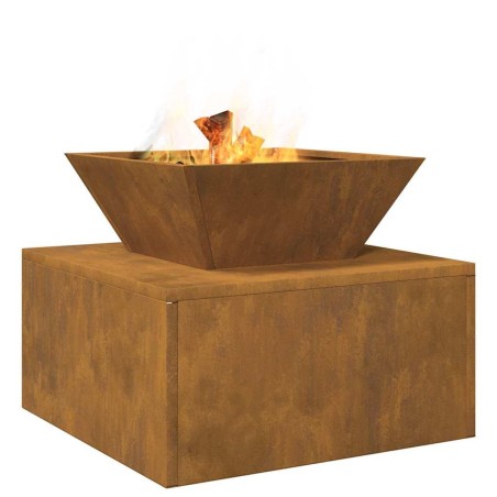 Brasero 50 x 50 x 40 cm acier corten 