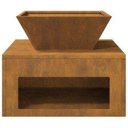 Brasero 50 x 50 x 40 cm acier corten 