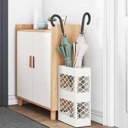 Porte-parapluie Treillis avec stockage Blanc 28 x 12 x 41 cm Acier 