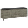 Banc de jardin avec coussin gris 110x30x40,5 cm résine tressée 