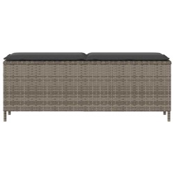 Banc de jardin avec coussin gris 110x30x40,5 cm résine tressée 