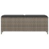 Banc de jardin avec coussin gris 110x30x40,5 cm résine tressée 