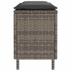 Banc de jardin avec coussin gris 110x30x40,5 cm résine tressée 