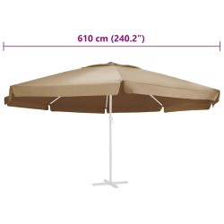 Tissu de remplacement pour parasol d'extérieur Taupe 610 cm 
