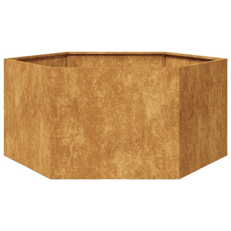 Jardinière hexagone 104x90x45 cm acier patinable 