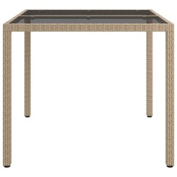 Table de Salle à Manger de Jardin Beige 90x90x75 cm Poly Rattan 