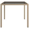 Table de Salle à Manger de Jardin Beige 90x90x75 cm Poly Rattan 