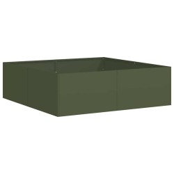 Jardinière vert olive 100x100x30 cm acier 